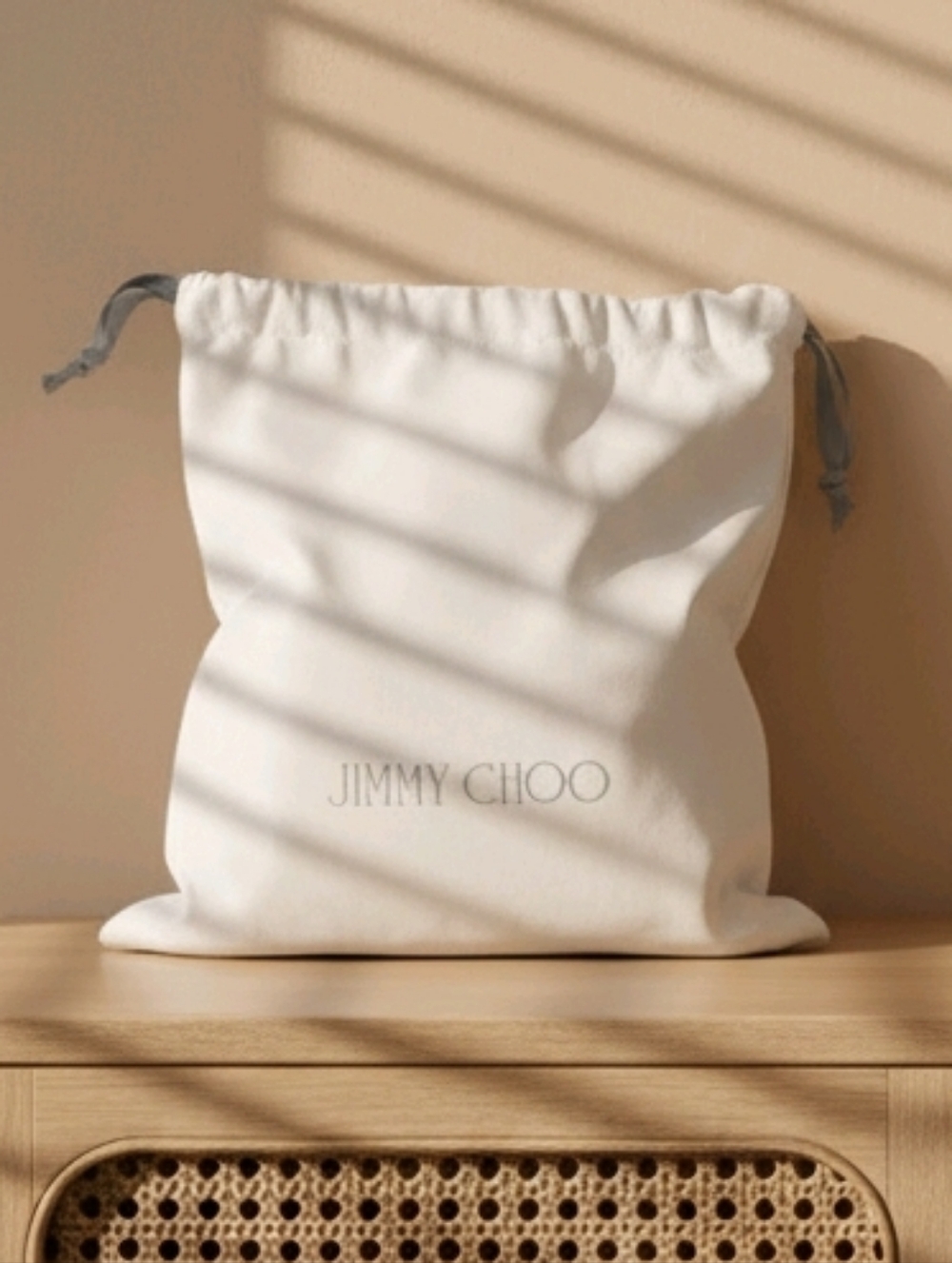 Jimmy Choo White Logo Drawstring Pouch Dust Bag 10.25" X 14"